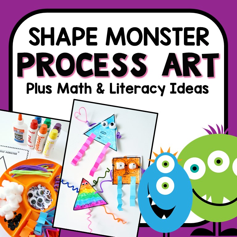 Shape Monster Art Project-Monster process art, math, and literacy activities in one
