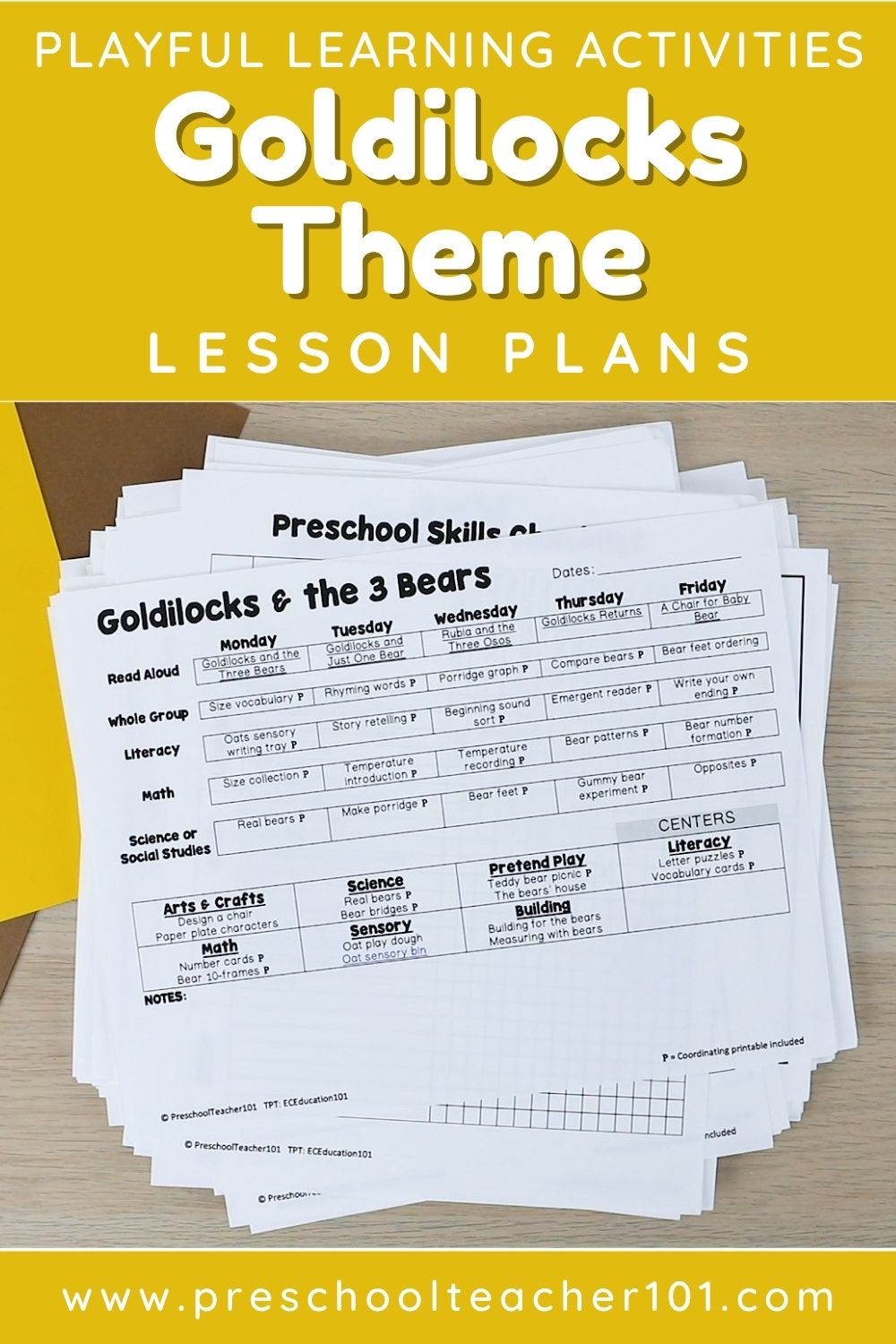 Goldilocks Theme Lesson Plans