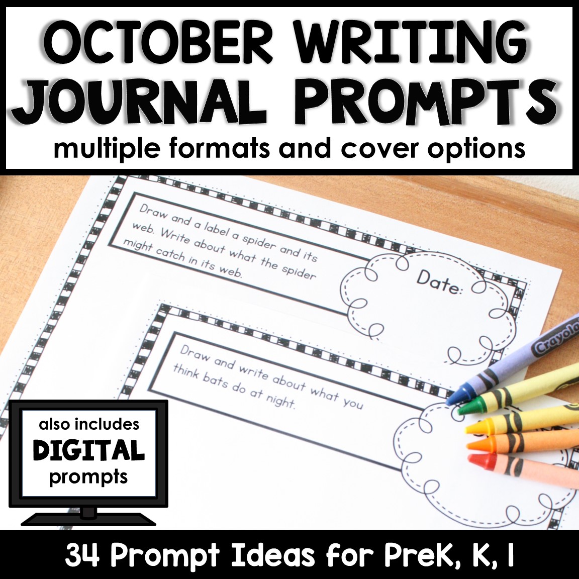 October Writing Journal Prompts for Pre-K and Kindergarten