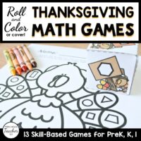 Cover-Roll and Cover Math Games-Thanksgiving
