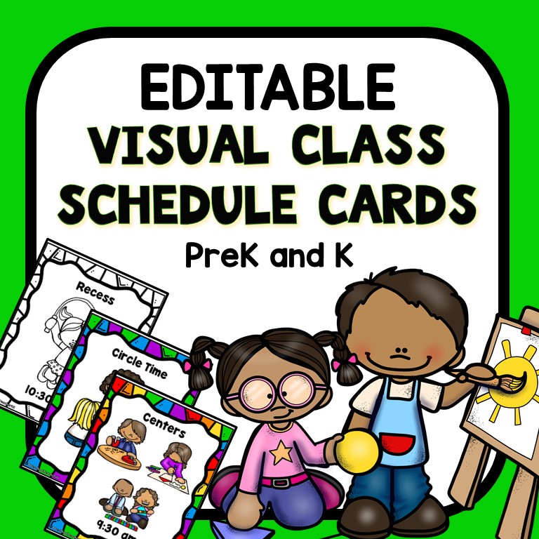 Editable Visual Schedule Cards for Preschool and Kindergarten