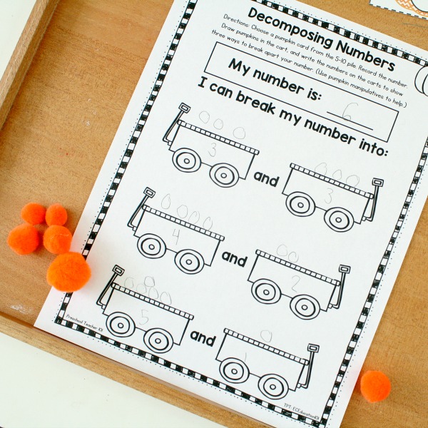 Decomposing Numbers Kindergarten and First Grade Fall Math Worksheets Decomposing Numbers Kindergarten and First Grade Fall Math Worksheets