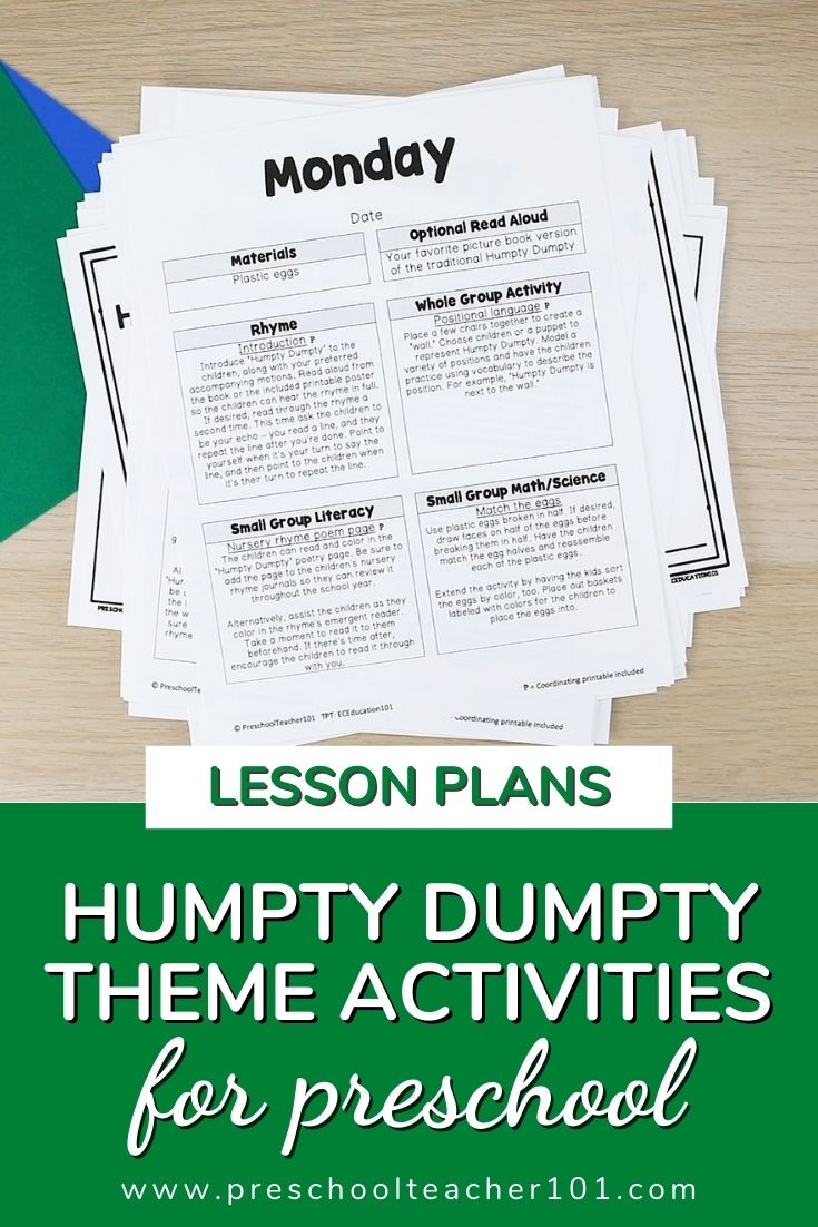 Lesson Plans - Humpty Dumpty Theme Activities