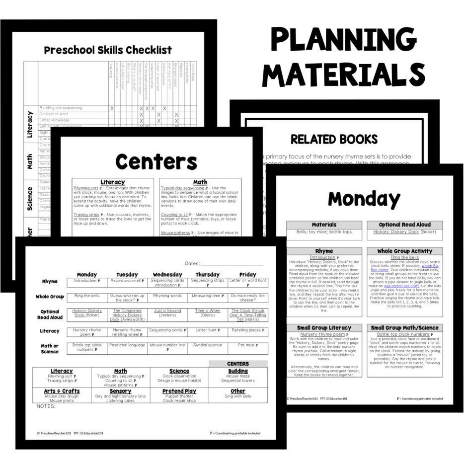 PT Planning Materials-Hickory Dickory Dock Lesson Plans PT Planning Materials-Hickory Dickory Dock Lesson Plans