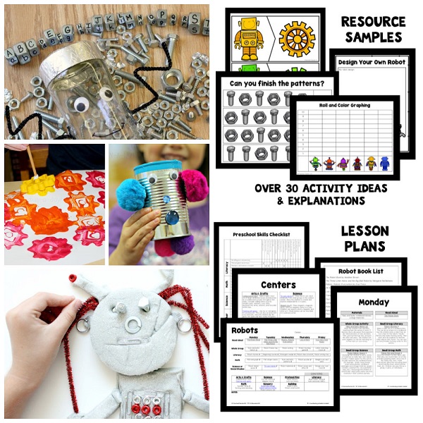 Robot Theme Lesson Plan Collage - 600 Robot Theme Lesson Plan Collage - 600