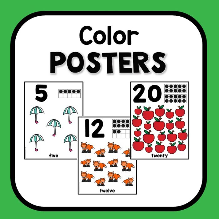 Number Posters 0-20 - Preschool Teacher 101