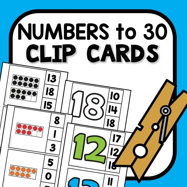 Cover-Number Clip Cards - to 30