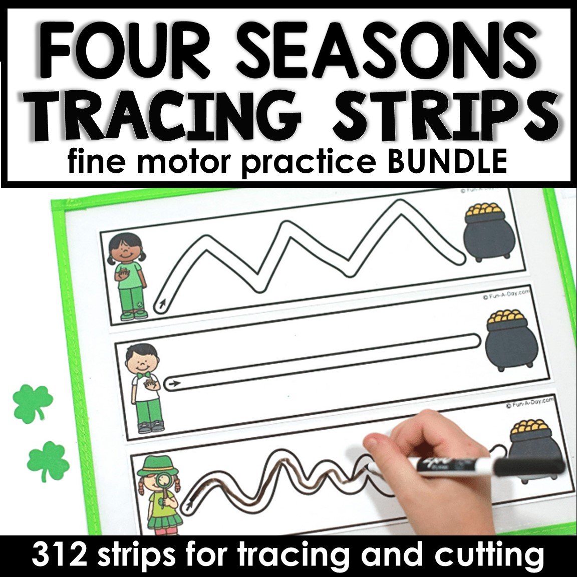 4 Seasons Fine Motor Tracing and Cutting Strips Bundle