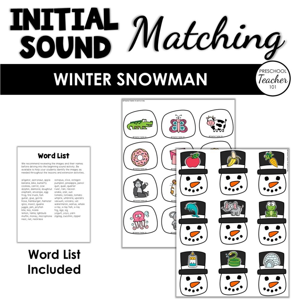 Winter Snowman Beginning Sounds Activities - Preschool Teacher 101